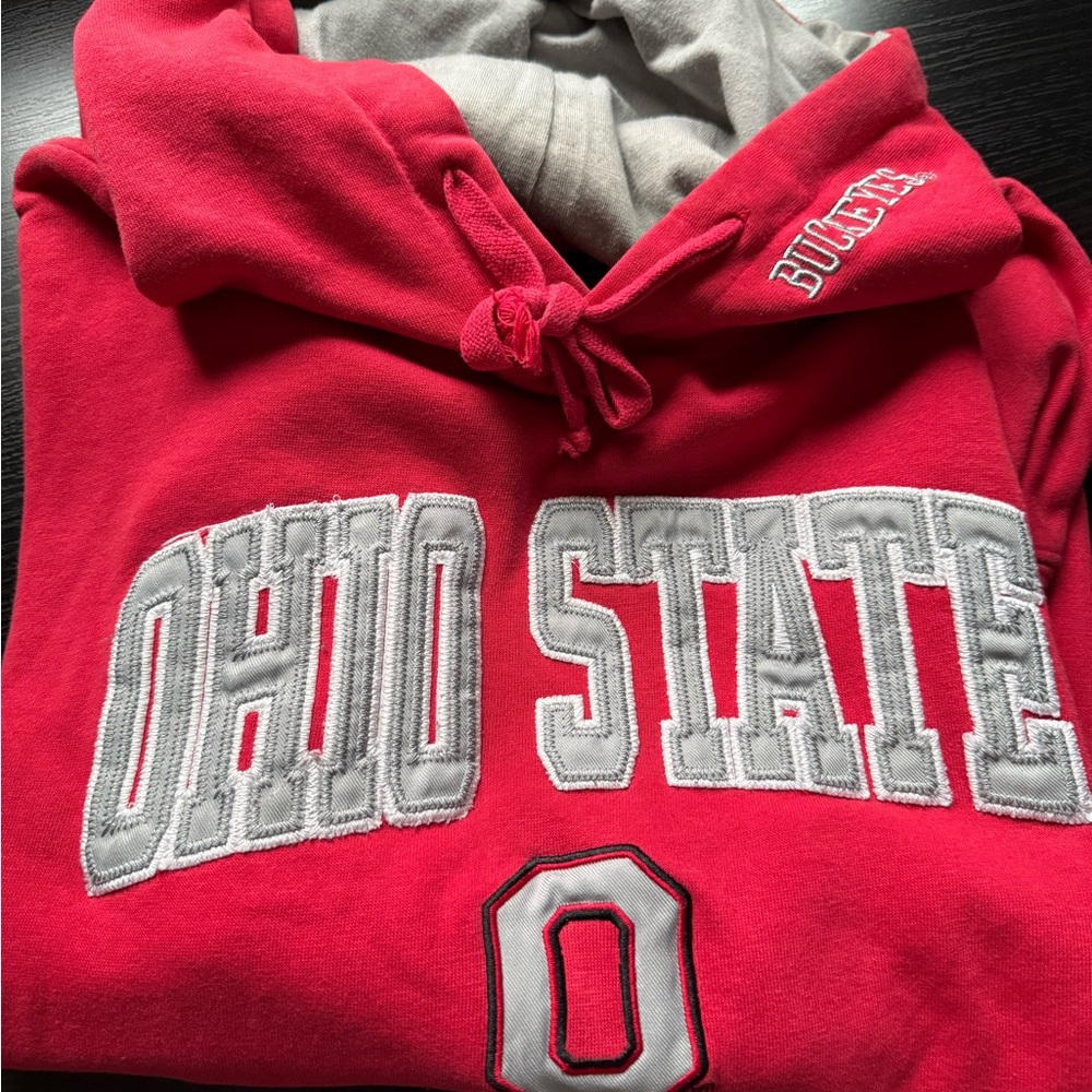 Vintage Y2K Ohio State Buckeyes Hoodie Red Embroidered Spellout M - Picture 5 of 5